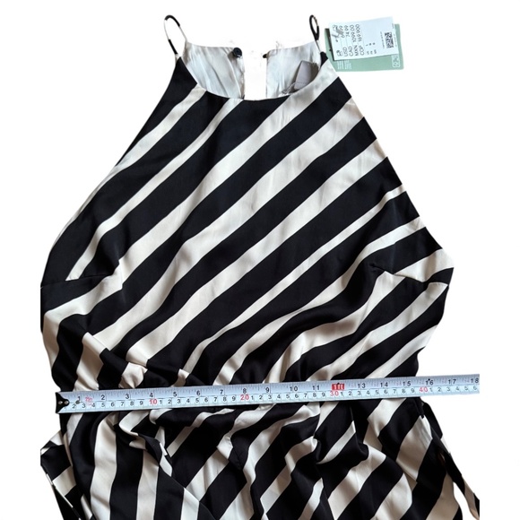H&M Black & White Diagonal Stripe Wide-Leg Jumpsuit – Size L – NWT - Picture 9 of 11
